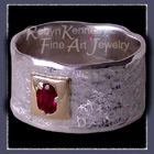 18 K Yellow Gold, Sterling Silver and Ruby 'First Love' Ring Image