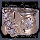 14 Karat Yellow Gold, Diamonds and Sterling Silve 'Kiss ~ Hug' Ring Image