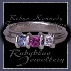 Sterling Silver, Aquamarine, Alexandrite and Diamond Family Ring Image