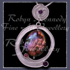 Argentium Silver, Sterling Silver, Pearl, Rhodolite Garnet and Amethyst 'Astral-Essence' Pendant Image