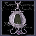 Sterling Silver, Great Lakes Beach Glass and Mystic Green Topaz 'Beachglass' Pendant 12 Image