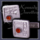 Mexican Fire Opal, Sterlium and Sterling Silver 'Desert Sun' Cufflinks Image