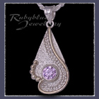 10 Karat Yellow Gold, Sterling Silver and Lavendar Cubic Zirconia 'Dreamland' Pendant  Image