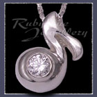Sterling Silver & Swarovski Cubic Zirconia 'Music Note' Pendant Image