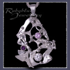Sterling Silver, Amethyst, Lavendar Cubic Zirconia & Cubic Zirconia 'Phoenix' Pendant Image
