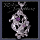 Sterling Silver, Amethyst, Lavendar Cubic Zirconia & Cubic Zirconia 'Phoenix' Pendant Image