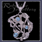 Sterling Silver, Ice Blue Topaz, Sky Blue Topaz & Swiss Blue Topaz 'Phoenix' Pendant Image