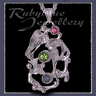 Sterling Silver, Passion Pink Topaz, Peridot & Mystic Green Topaz 'Phoenix' Pendant Image