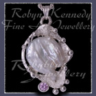Sterling Silver, Lavendar Swarovski Cubic Zirconia, Pearl 'Phoenix' Pendant Image