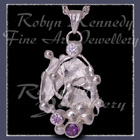 Sterling Silver, Swarovski Cubic Zirconia, Lavendar Swarovski Cubic Zirconia & Amethyst 'Phoenix' Pendant Image