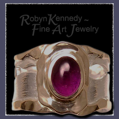 18 Karat Yellow Gold, Sterling Silver and Amethyst Ring Image