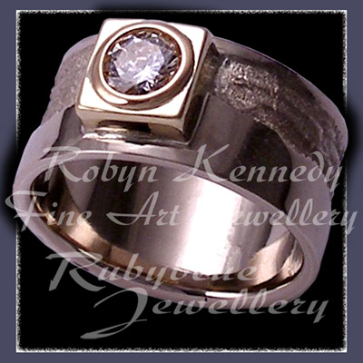 18 Karat Yellow Gold, 14 Karat Palladium White Gold and Diamond 'Bobs Forever' Ring Image