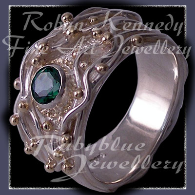 Silver, Gold and Evergreen Topaz 'Joy' Ring Image
