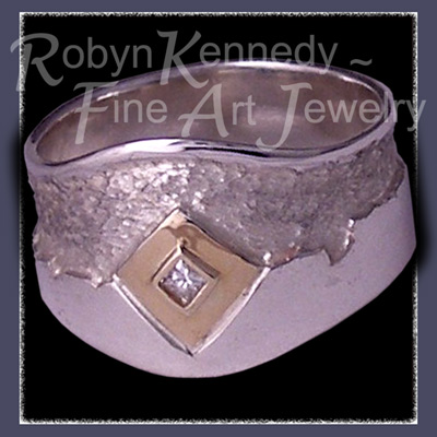 18 Karat Yellow Gold, Sterling Silver and Diamond 'Forever' Ring Image