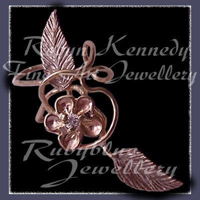 14 Karat Yellow and White Gold and Diamond 'Flower Earcuff' Image'