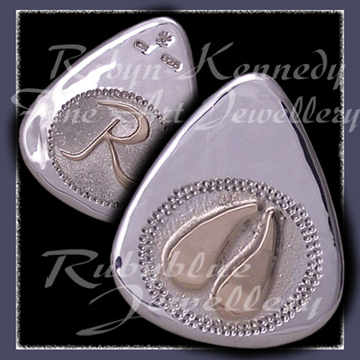 Sterling Silver and 10 Karat Yellow Gold, 'Deer Totem' Guitar Pic Image