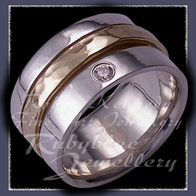 14 Karat Yellow Gold, Sterling Silver and Diamond 'Irving's' Ring Image