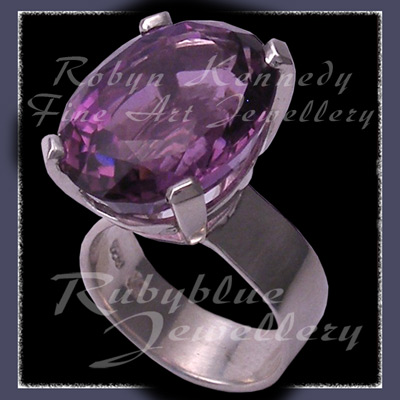 Sterling Silver and Amethyst Dinner Ring Image