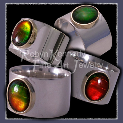18 Karat Yellow Gold, Sterling Silver and Ammolite 'Passions' Ring Image