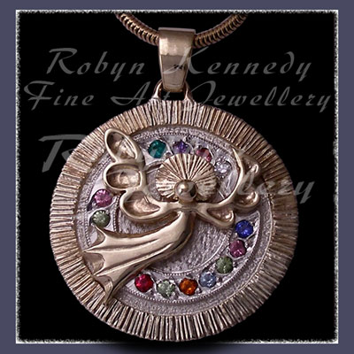 14 Karat Gold, Sterling Silver abd Birthstones 'Ruth's Angel Pendant Image