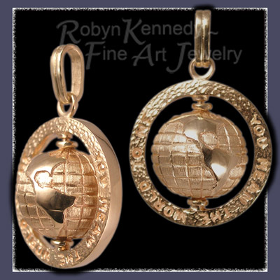 14 Karat Yellow Gold 'You Mean The World To Me' Pendant Image
