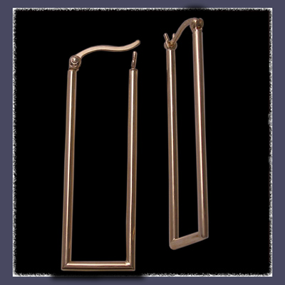 14 Karat Yellow Gold Rectangular Tube Hoop Earrings