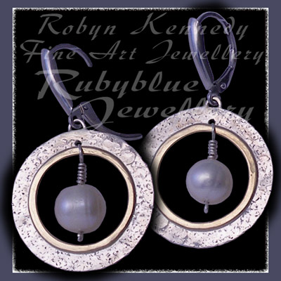 10 Karat Yellow Gold, Sterling Silver & Freshwater Pearl 'Aurora' Earrings Image