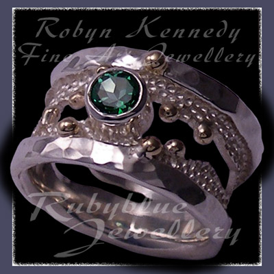 10 Karat Yellow Gold, Argentium Silver & Rainforest Topaz  'Chic' Ring Image