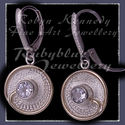 10 Karat Yellow Gold, Sterling Silver and Cubic Zirconia 'Dreamland' Earrings Image