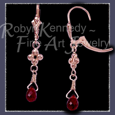 14 karat Yellow Gold and Genuine Mozambique Garnet Briolette 'Enchanted' Garnet Earrings Image