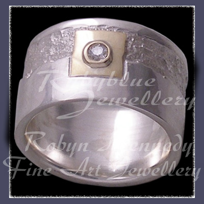 18 Karat Yellow Gold, Sterling Silver and Diamond 'Forever' Ring Image