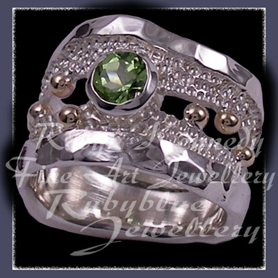 10 Karat Yellow Gold, Argentium Silver & Peridot  'Jovial' Ring Image