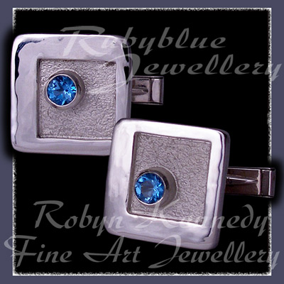 Sterlium, Sterling Silver and Swiss Blue Topaz 'Miles High' Cufflinks Image