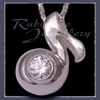Sterling Silver & Swarovski Cubic Zirconia 'Music Note' Pendant Image