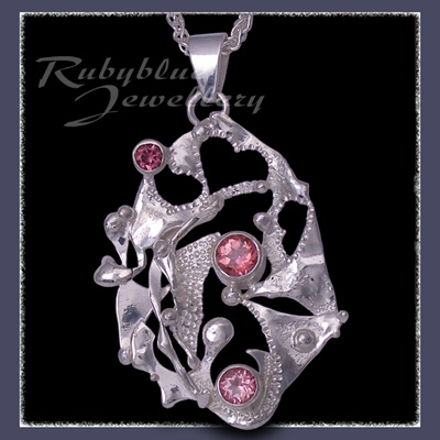 Sterling Silver, Rhodolite Garnet, Baby Pink Topaz & Passion Pink Topaz 'Phoenix' Pendant