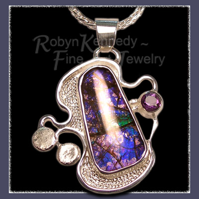 Sterling Silver, Ammolite and Amethyst, One-of-a-Kind 'Purple  Daze' Pendant Image