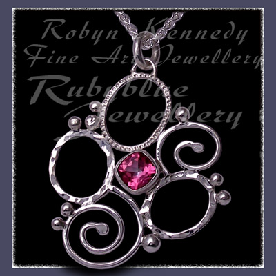 Sterling Silver and Passion Pink Topaz 'Spring' Flower Pendant Image