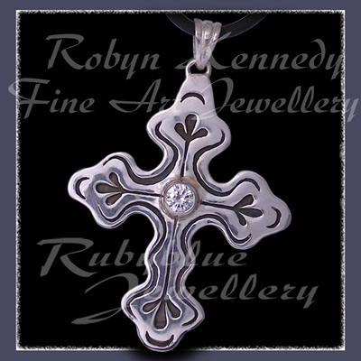 Sterling Silver and  Cubic Zirconia 'Trinity' Cross Pendant Image