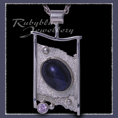 Sterling Silver, Labradorite & Swarovski Lavendar Cubic Zirconia 'Unity' Pendant